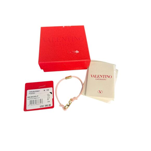 Valentino Garavani NWT VLogo Signature Leather Bracelet in Pink Size M - Picture 2 of 14